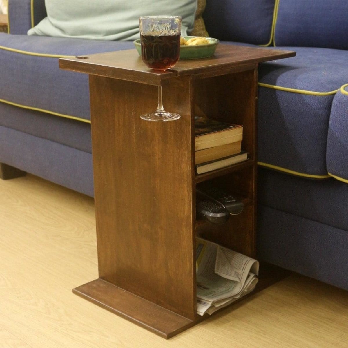 Barish Sofa Table Centre Stand (With Space for your Wine Glass) Walnut BH0003WT Best Home Decor Handcrafted