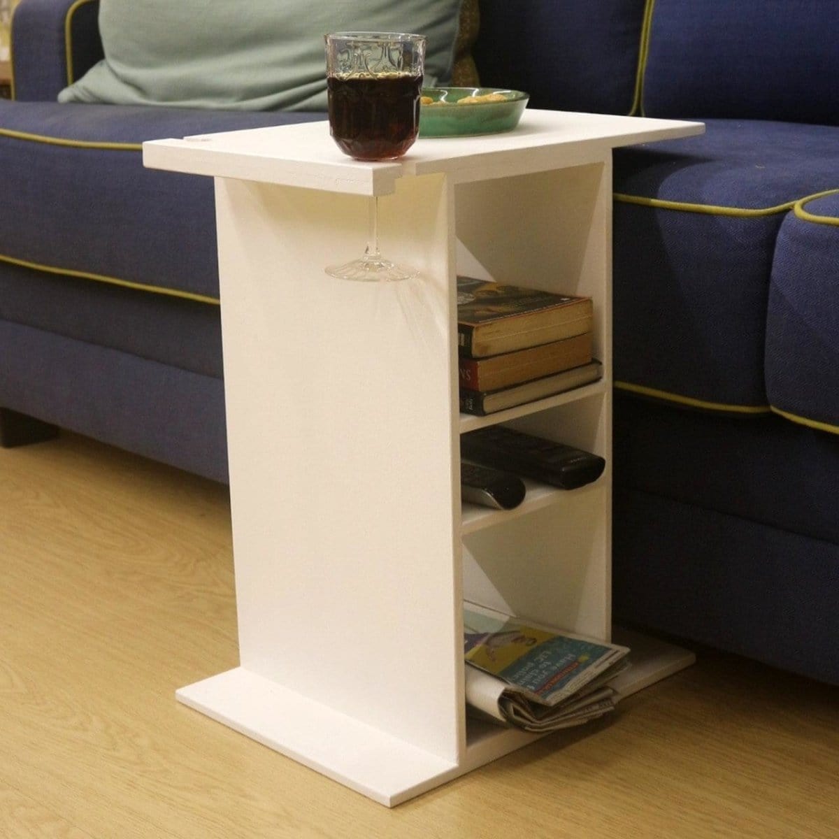 Barish Sofa Table Centre Stand (With Space for your Wine Glass) White BH0003WE Best Home Decor Handcrafted